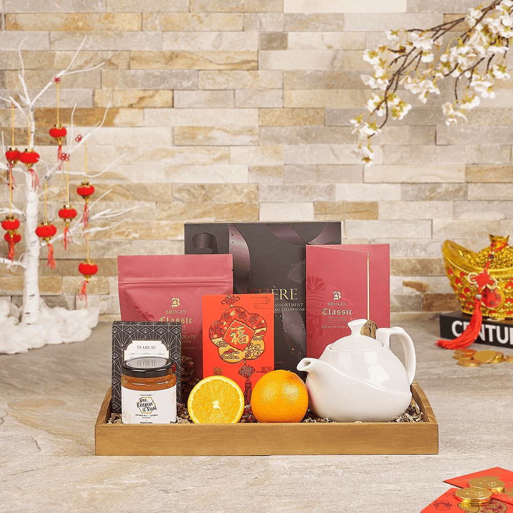 Lunar New Year Chocolate Tea Tray – how the gift is presented