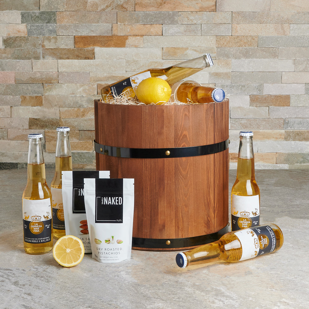 Fresh Lemons and Beer Gift Basket – how the gift is presented
