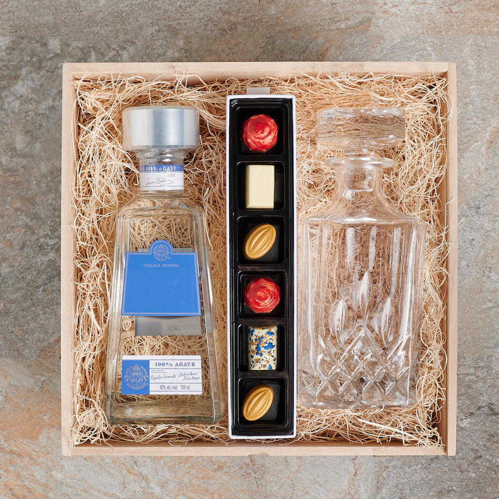 Refined Liquor and Truffle Gift Basket – how the gift is presented