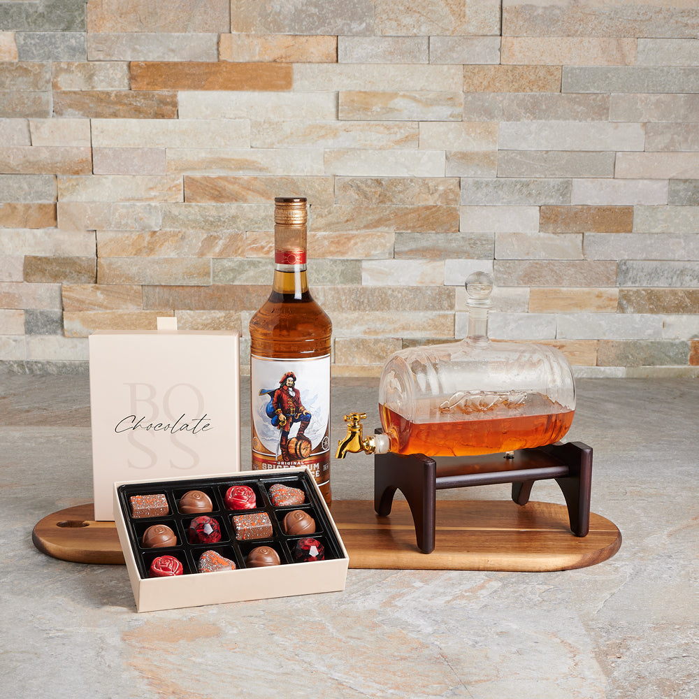 Voyager’s Spirit Gift Set, liquor gift, liquor, decanter gift, decanter, chocolate gift, chocolate