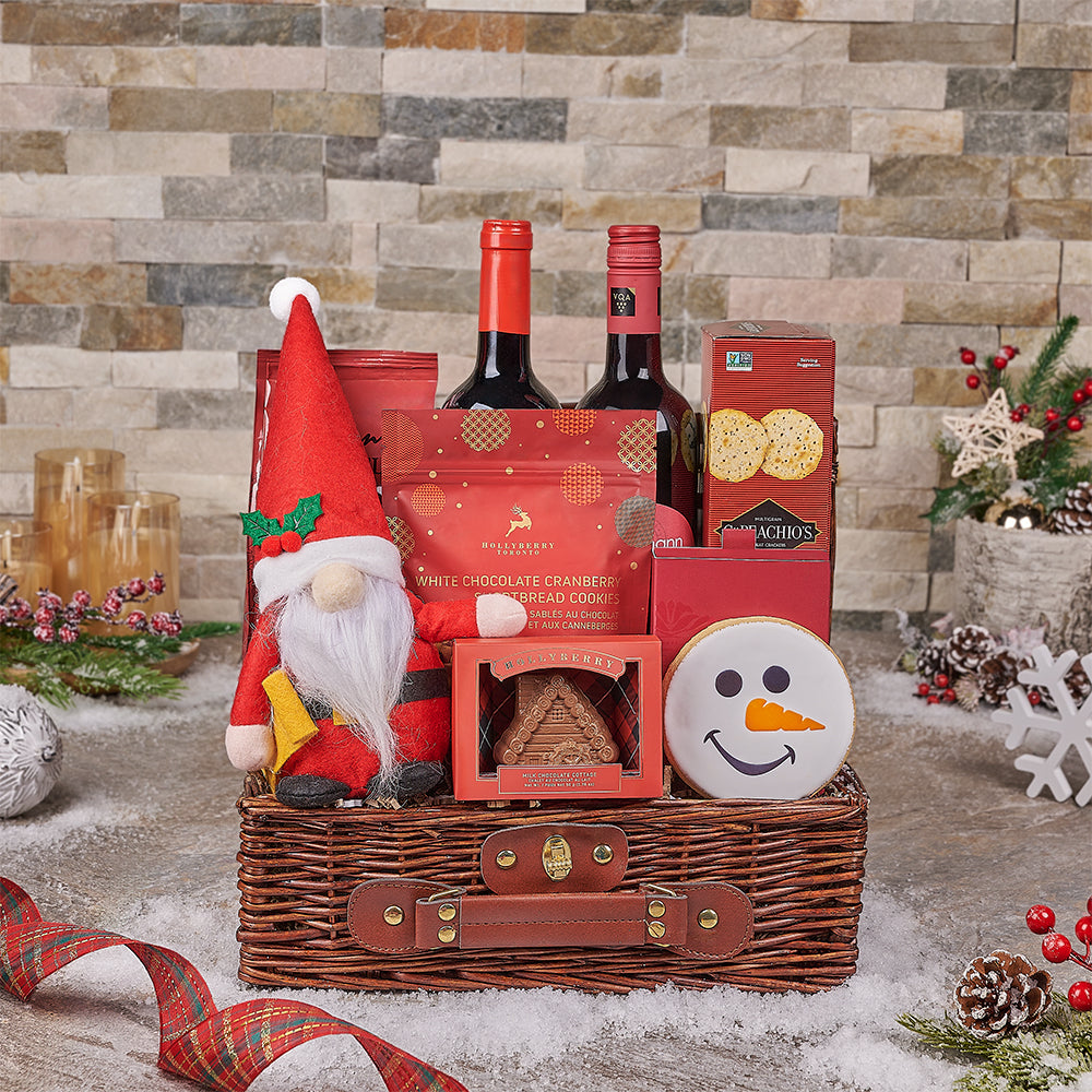 Wine Christmas Basket with Cookies – how the gift is presented
