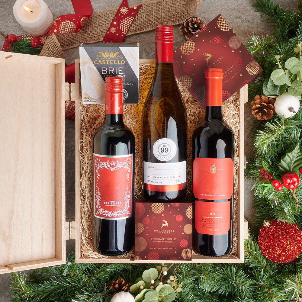 Christmas Wine Set with Trio – how the gift is presented