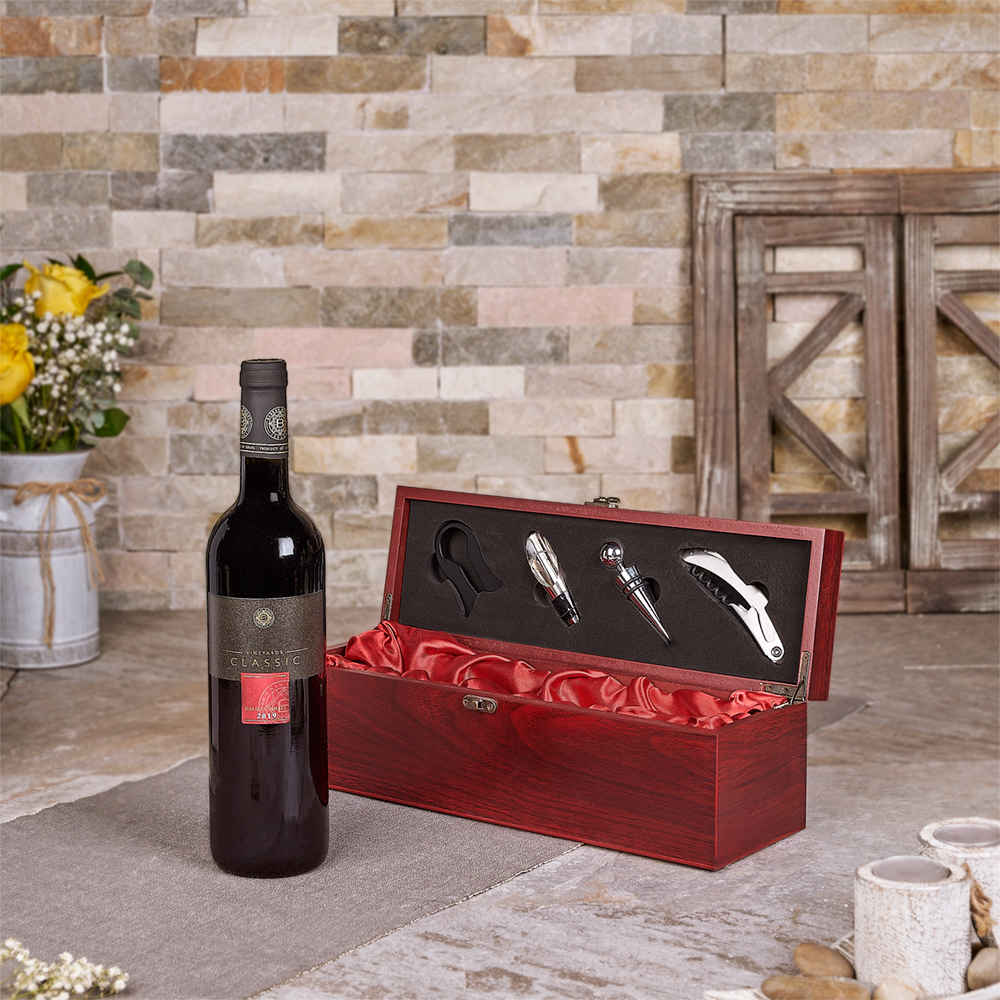 Kosher Wine with Serving Tools – how the gift is presented