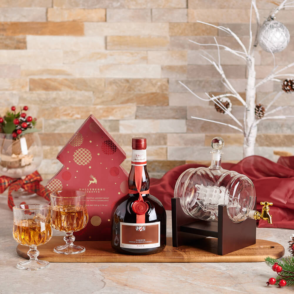 Holiday Vodka Spirit Gift Basket – how the gift is presented