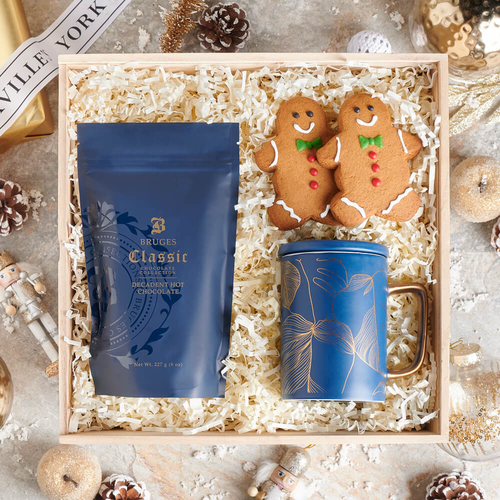 Festive Bruges Hot Chocolate Gift Basket – how the gift is presented