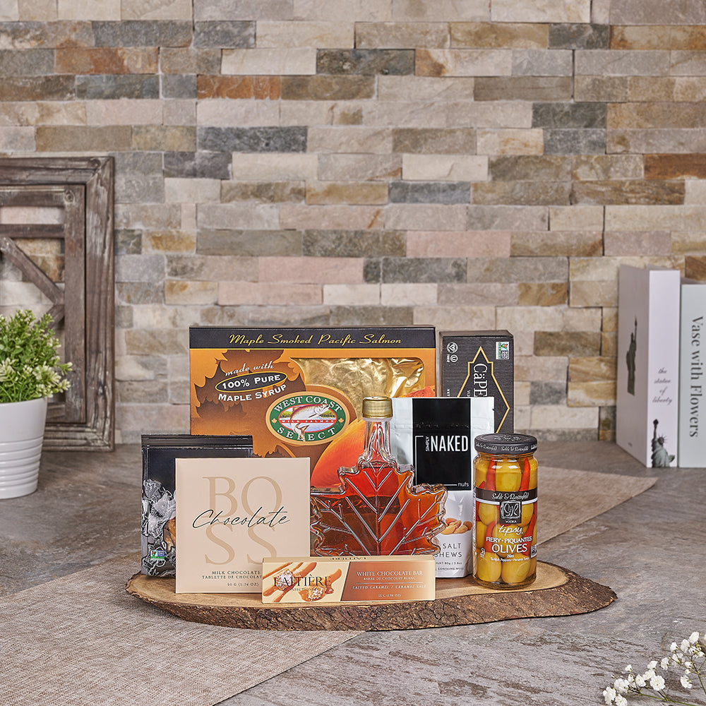 Salmon and Maple Snack Basket – how the gift is presented