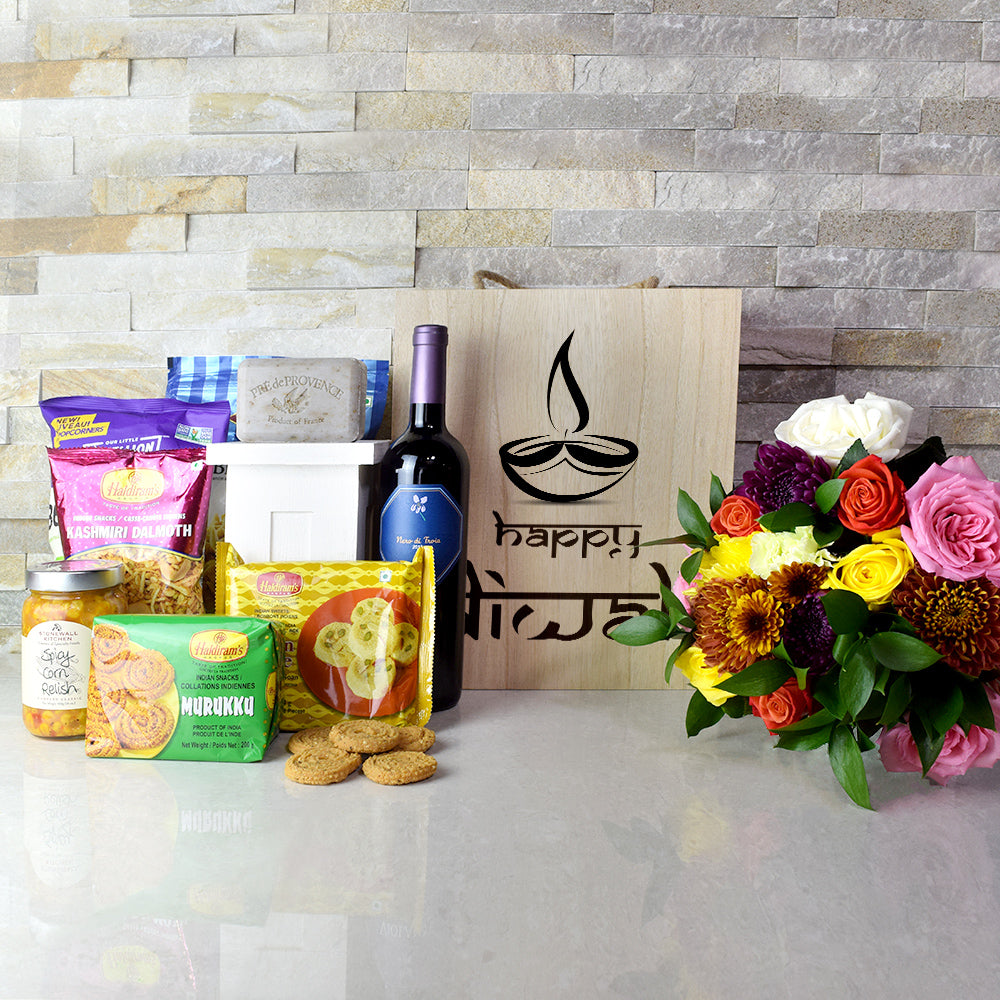 Diwali Wine Basket – how the gift is presented