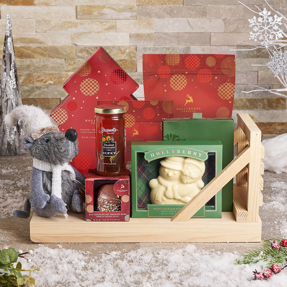 Holiday Treats on Pine Sleigh – how the gift is presented