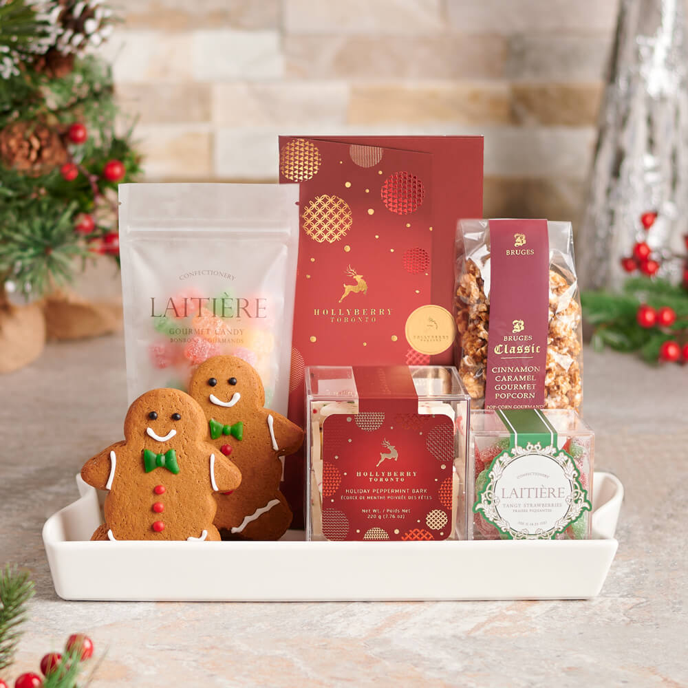 Holiday Ceramic Platter with Sweets Basket – how the gift is presented