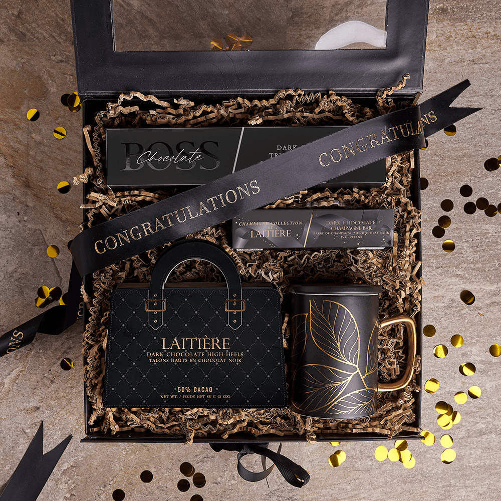 Graduation Chocolate Indulgence Gift Basket – how the gift is presented
