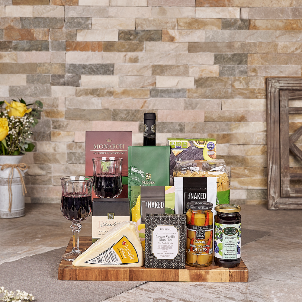 The Kosher Snacking Gift Set, wine gift, wine, kosher gift, kosher, pasta gift, pasta, cheese gift, cheese, Set 28514-2024