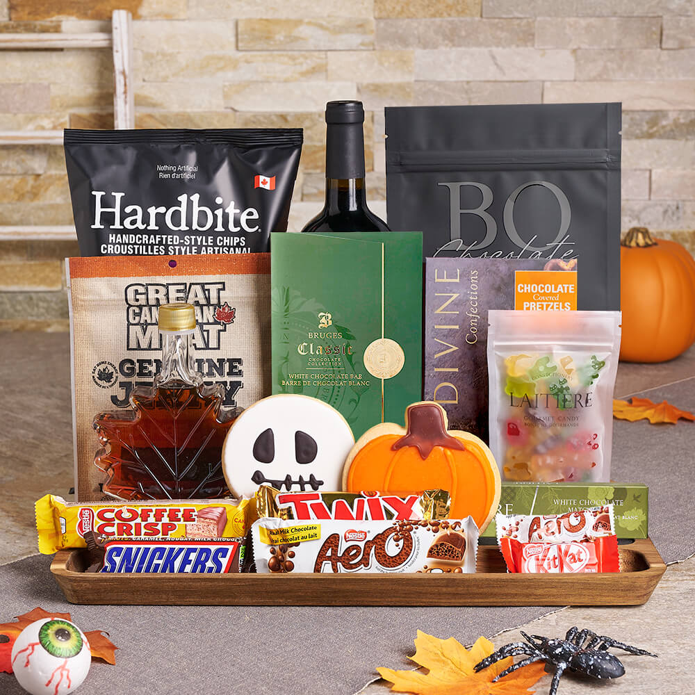 Halloween Dinner Wine Basket – how the gift is presented