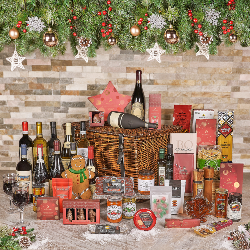 Wicker Basket with Premium Wine – how the gift is presented