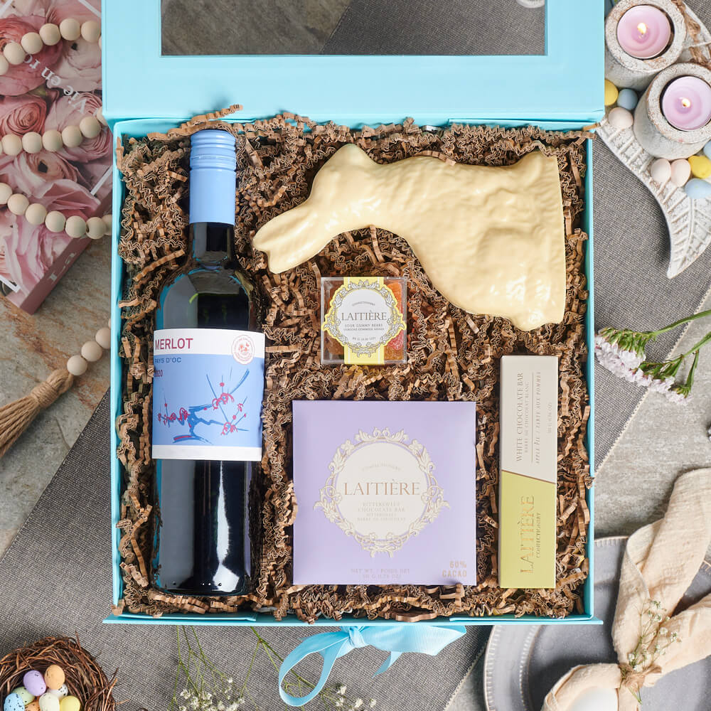 White Chocolate Easter Wine Gift – how the gift is presented
