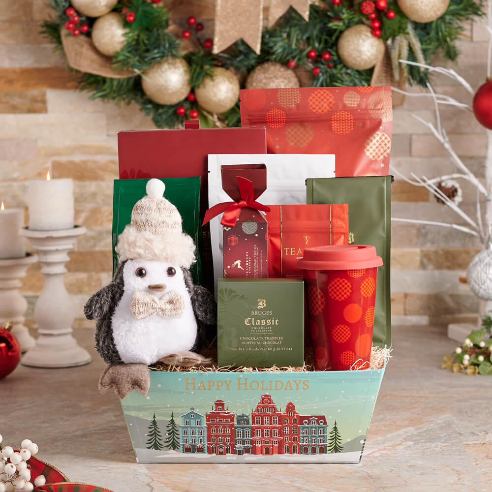 Holiday Market Coffee and Treats Tray – how the gift is presented