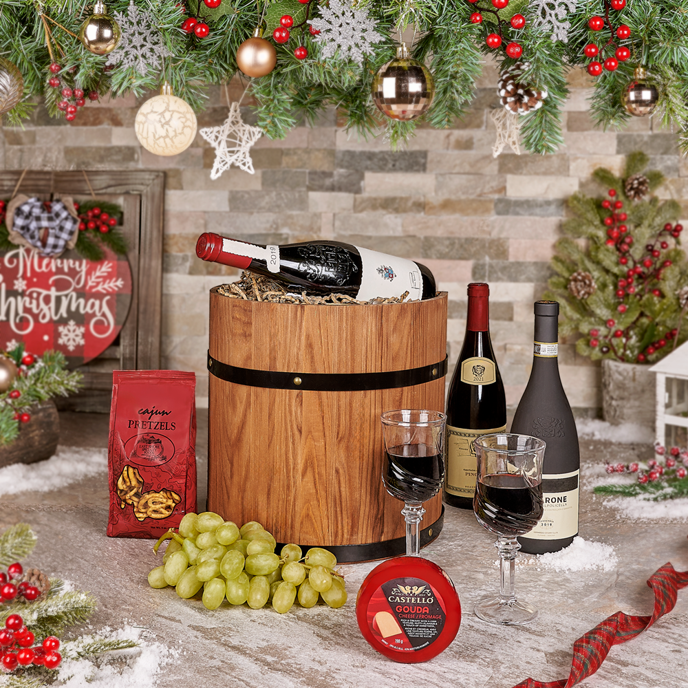 Holiday Wine Barrel Gift – how the gift is presented