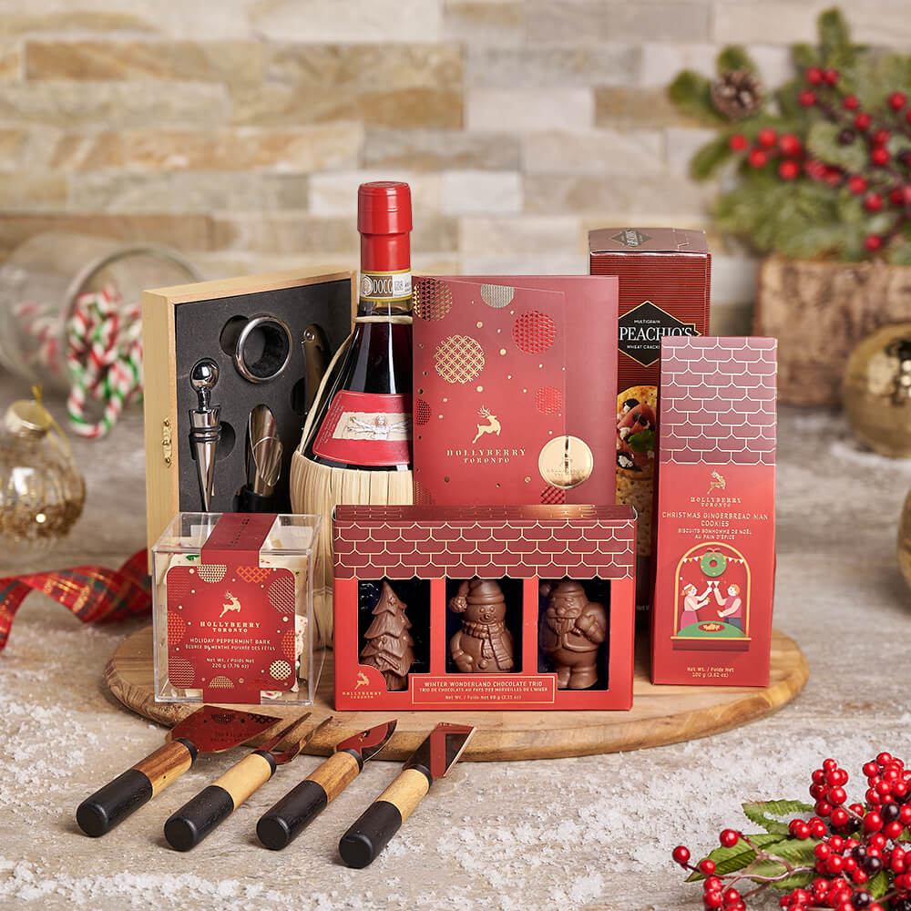 Christmas Gourmet Wine and Board Set – how the gift is presented