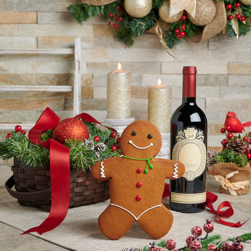Christmas Wine with Large Gingerbread – how the gift is presented