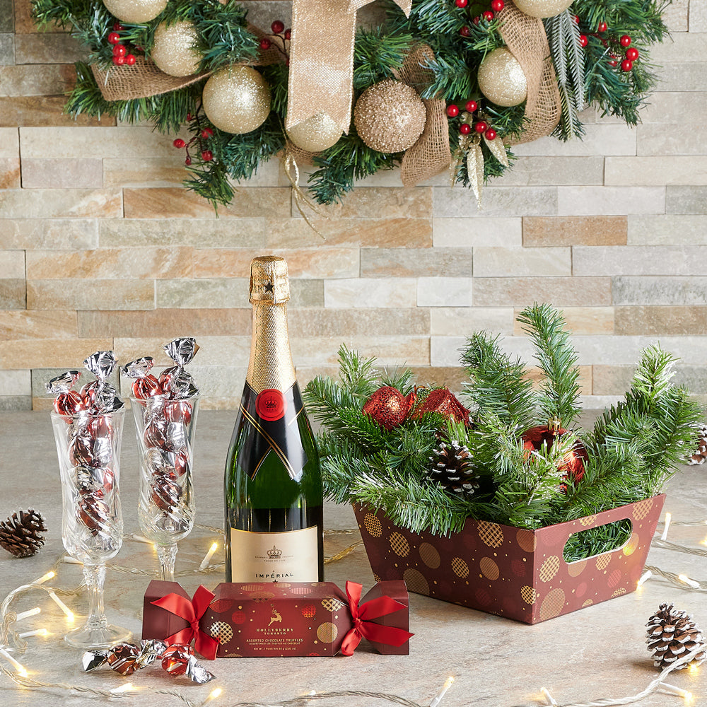 christmas tray, tray, Champagne, Sparkling Wine, chocolates, chocolate truffles, chocolate assortment, Chocolate, chocolate champagne delivery, delivery chocolate champagne, christmas assortment