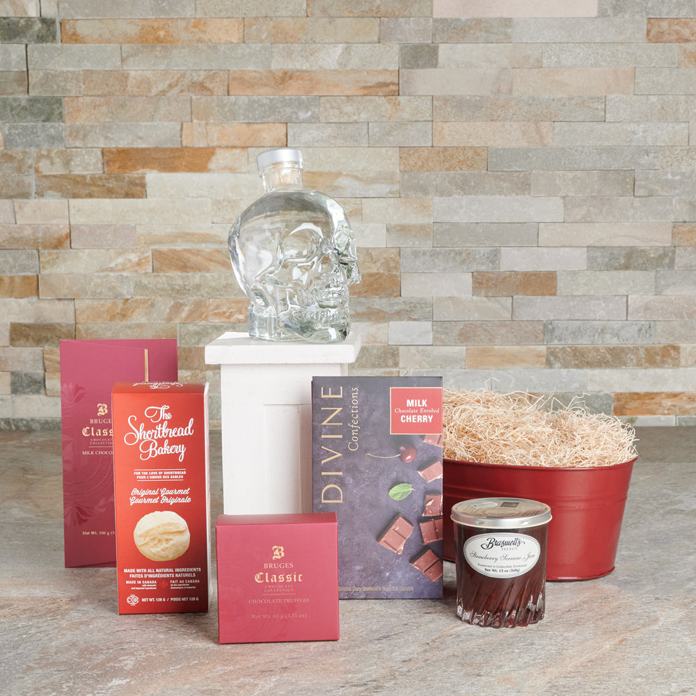 Vodka Gift Set in Red Bucket – how the gift is presented