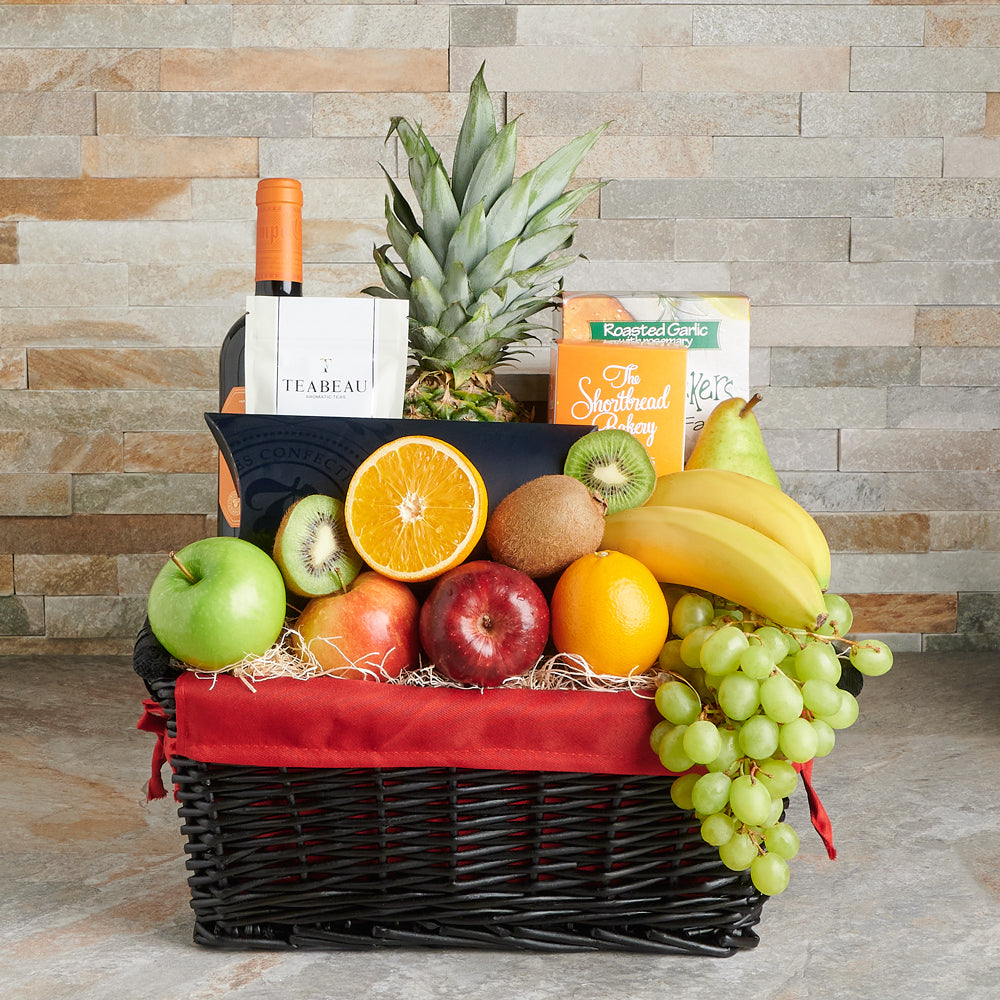 Red Wine and Flatbread Basket – how the gift is presented
