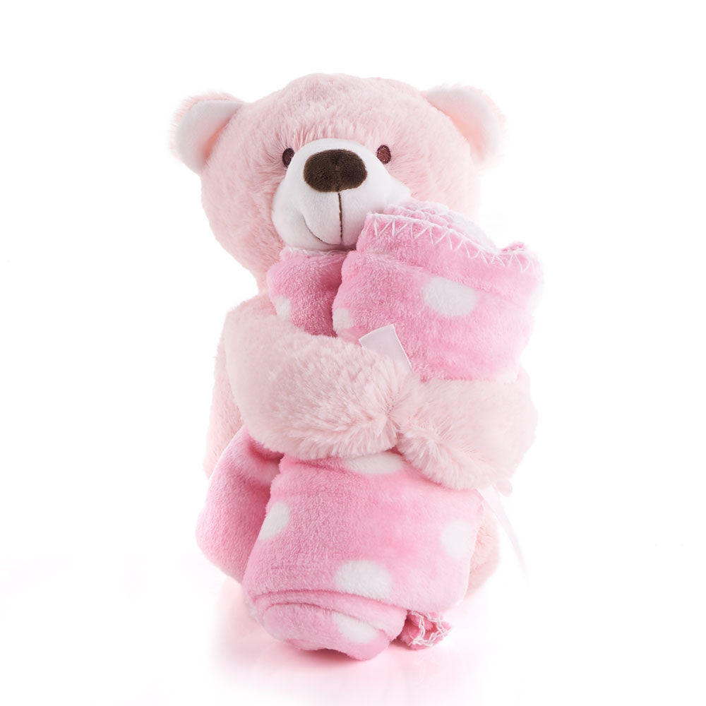 Pink Hugging Blanket Bear, Baby Toys, Plushy Toys, Baby Gifts, Baby Plushies