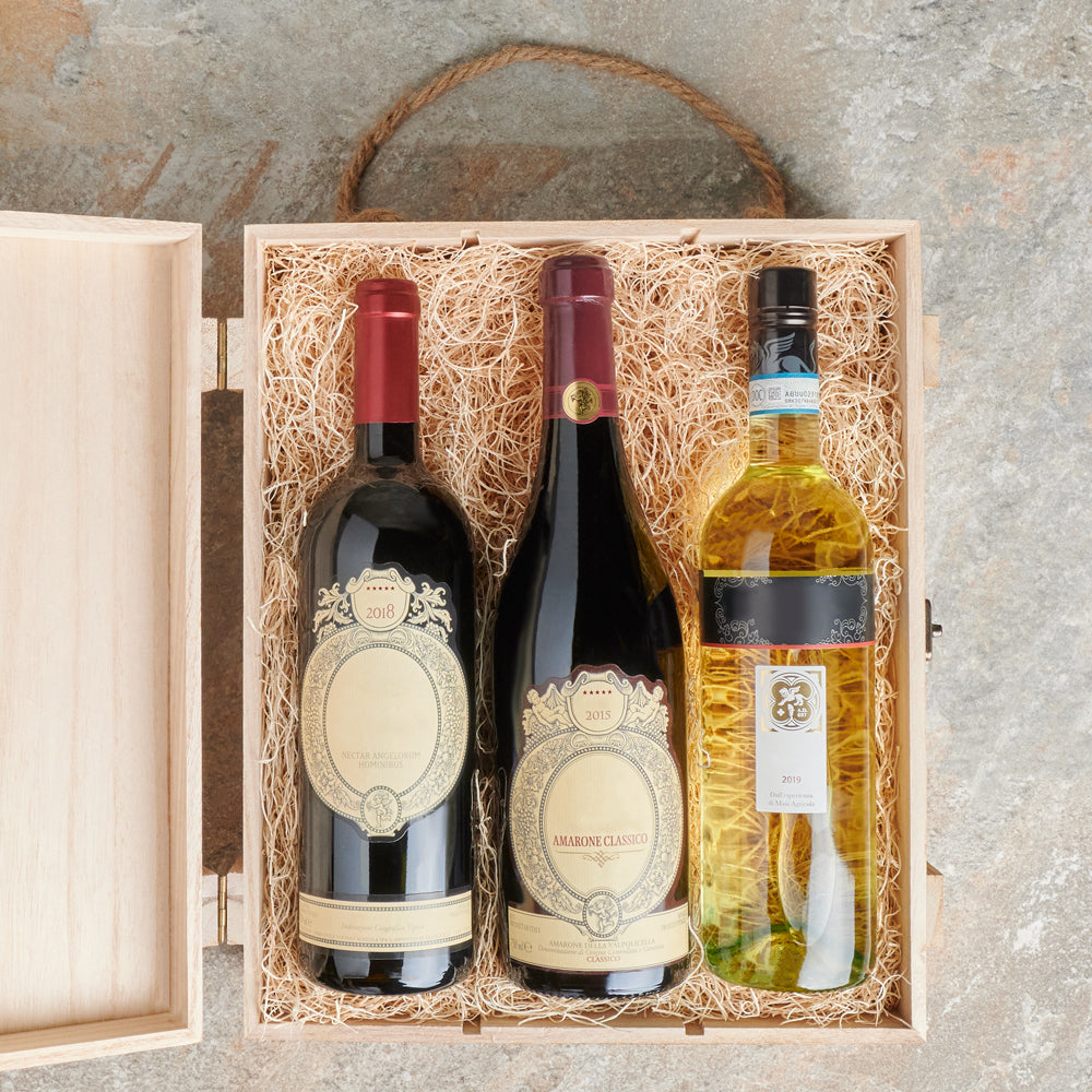 Wine Trio Gift Basket, Three Wines, Wine Gift Crate, Wine Gift Baskets