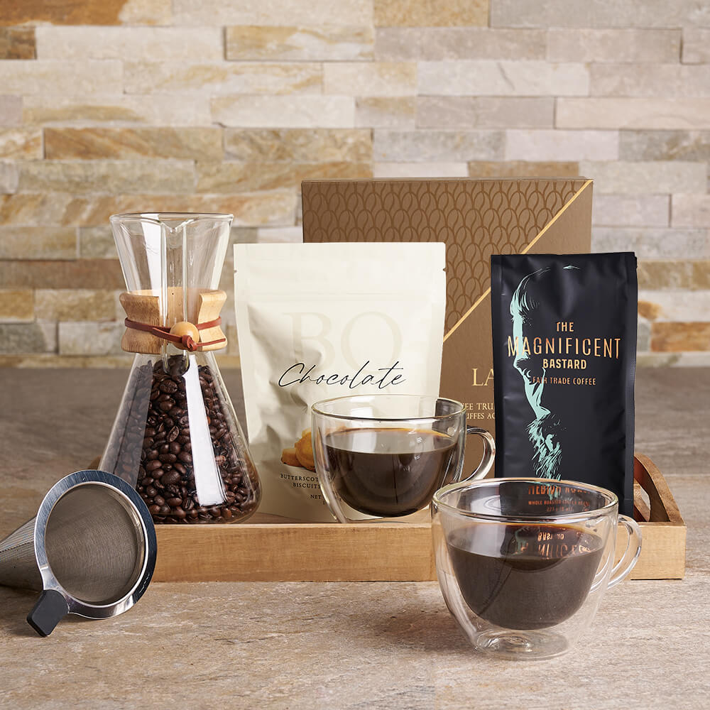 Morning Warmth Coffee Date Gift Tray, coffee gift basket, coffee, gourmet gift, gourmet, chocolate gift, chocolate