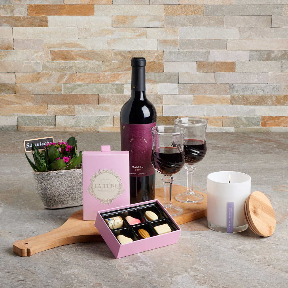 Wine &amp; Chocolate for 2 Gift Basket, wine gift baskets, gourmet gift baskets, gift baskets, Mother's Day gift baskets