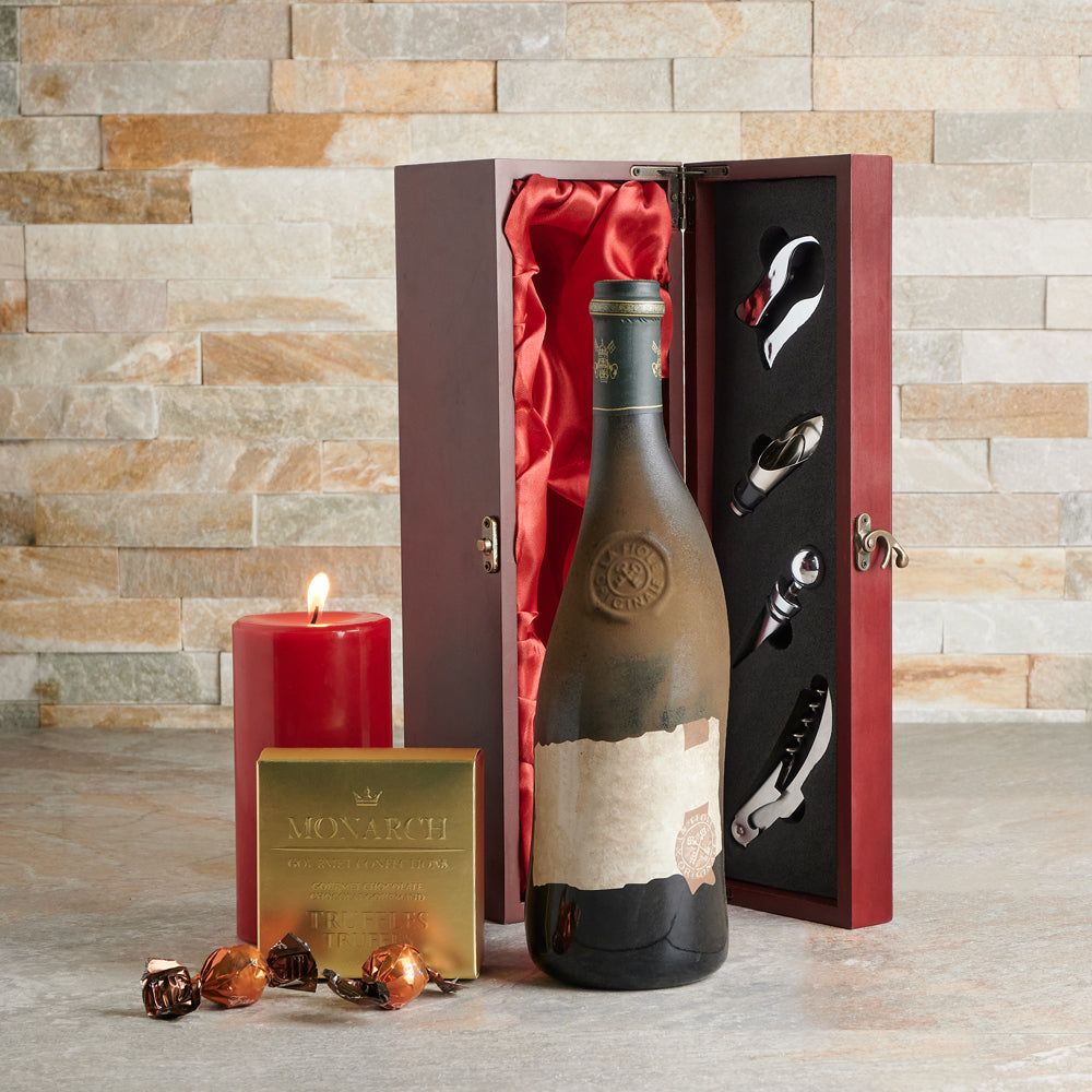 Candlelight Wine &amp; Truffles Gift Basket
