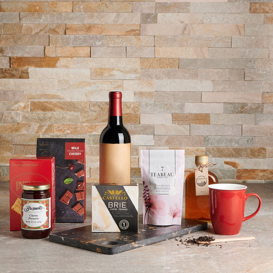 The Ultimate Wine and Cheese Basket, Wine Gift Baskets, Gourmet Gift Baskets, Red Gift Set, Chocolate, Cheese