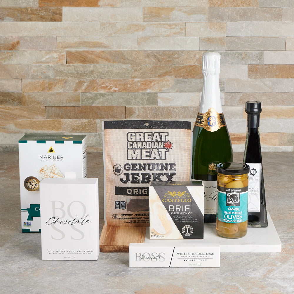 Grand Cheeseboard &amp; Champagne Gift Set, gourmet gift, gourmet, champagne gift, champagne, sparkling wine gift, sparkling wine, cheeseboard gift, cheeseboard