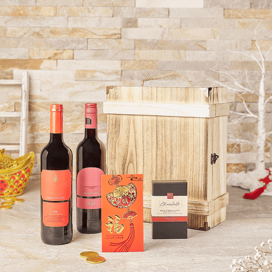 Chinese New Year Celebration Wine Set, wine gift, wine, chinese new year gift, chinese new year, lunar new year gift, lunar new year, chocolate gift, chocolate