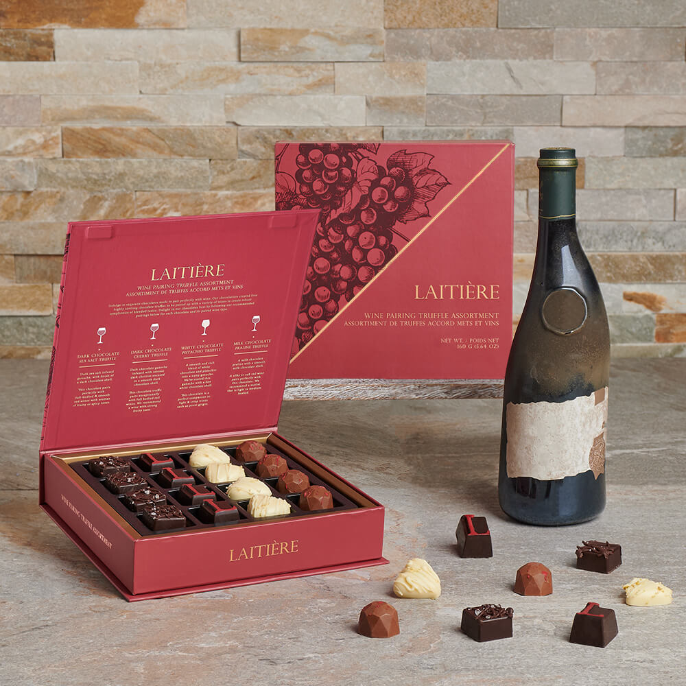 Chocolate &amp; Wine Truffle Duo Gift, wine gift, wine, chocolate gift, chocolate, gourmet gift, gourmet