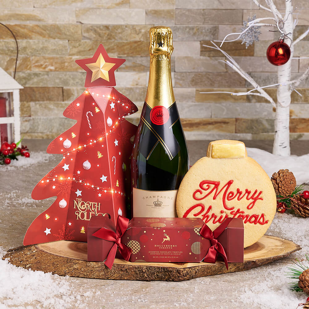 Christmas Champagne &amp; Sweet Treat Gift, christmas gift, christmas, holiday gift, holiday, gourmet gift, gourmet, champagne gift, champagne, sparkling wine gift, sparkling wine