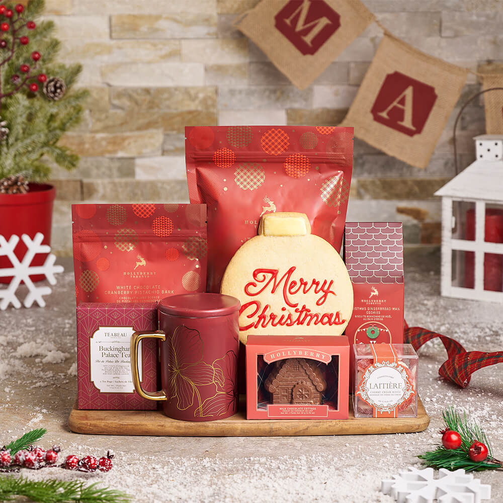 Christmas Cookies &amp; Treats Basket, christmas gift, christmas, holiday gift, holiday, tea gift, tea, gourmet gift, gourmet