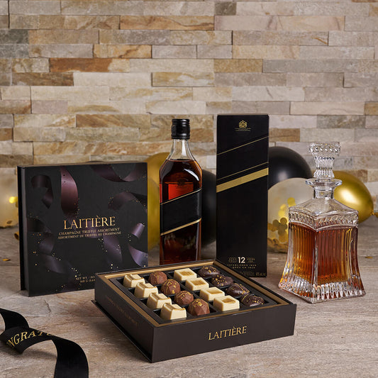 Congratulations Spirits & Truffle Gift, graduation gift, graduation, chocolate gift, chocolate, liquor gift, liquor, gourmet gift, gourmet