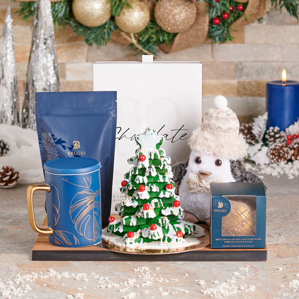 Cozy Hot Chocolate &amp; Penguin Gift, christmas gift, christmas, holiday gift, holiday, hot chocolate gift, hot chocolate, gourmet gift, gourmet