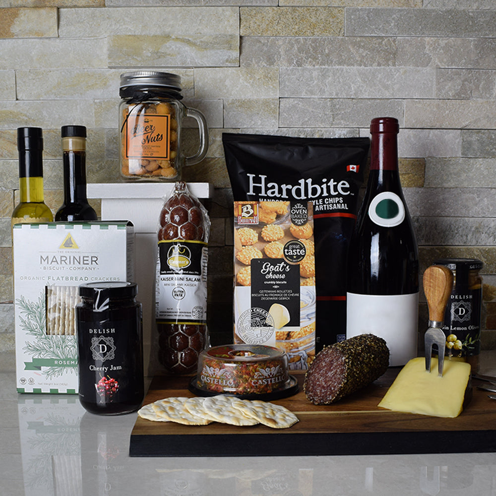 Wine &amp; Cheese Delicatessen Gift Basket, Christmas gift baskets, wine gift baskets, gourmet gift baskets