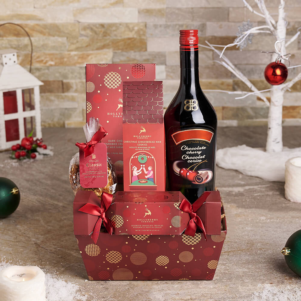 Decadent Chocolate &amp; Rich Liquor Holiday Gift Set, christmas gift, christmas, holiday gift, holiday, gourmet gift, gourmet, candy gift, candy