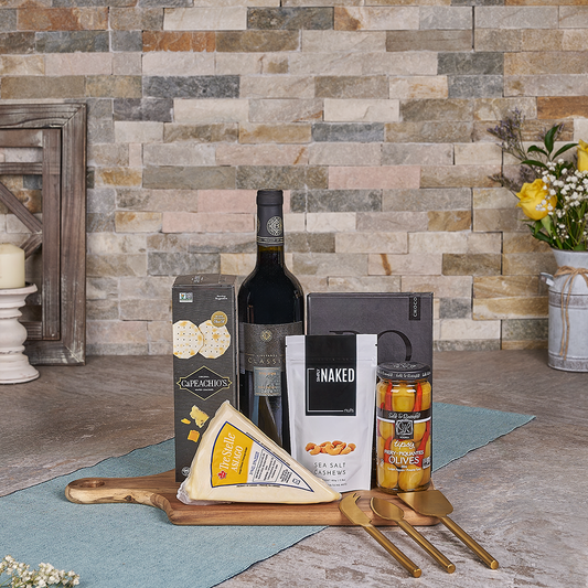 Elegant Kosher Wine & Cheese Basket, kosher gift, kosher, cheese gift, cheese, chocolate gift, chocolate
