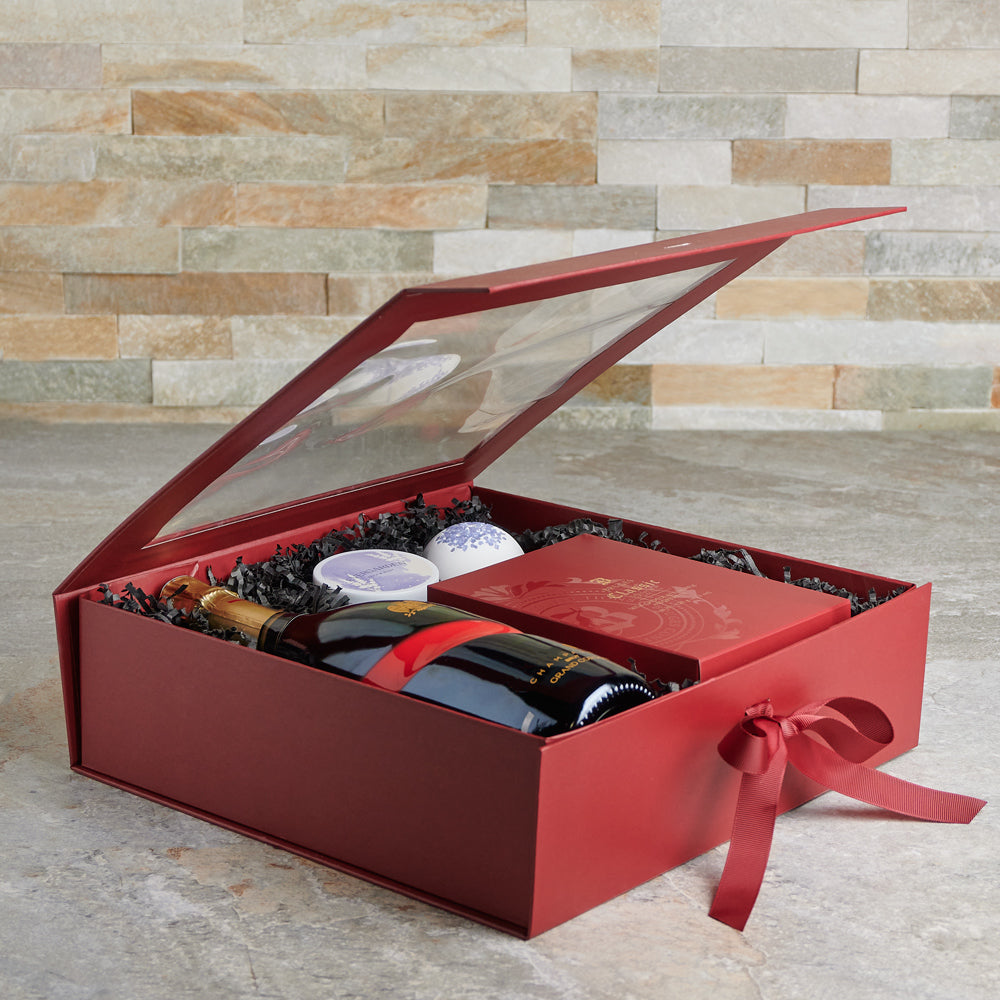 The Champagne &amp; Spa Retreat Gift Set, Valentine's Day gifts, sparkling wine gifts, chocolate gifts
