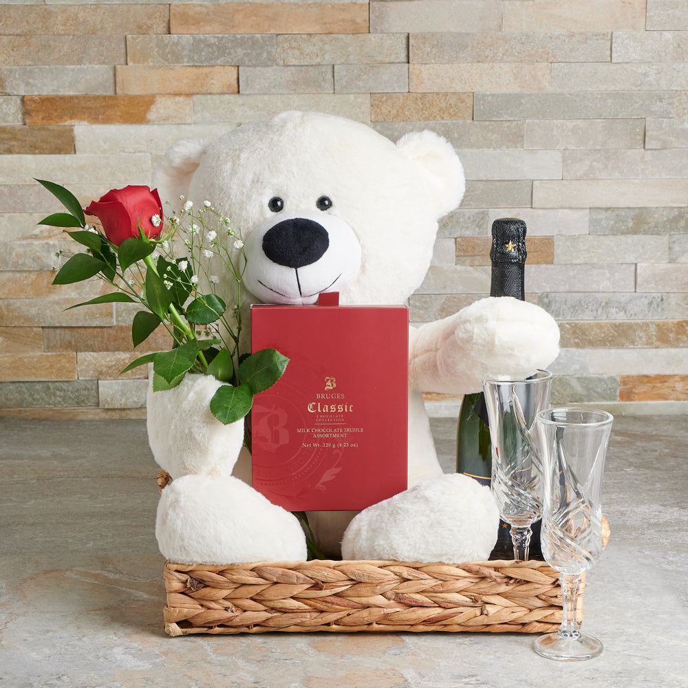 The Love Rose &amp; Champagne Tray, Valentine's Day gifts, sparkling wine gifts, rose gifts