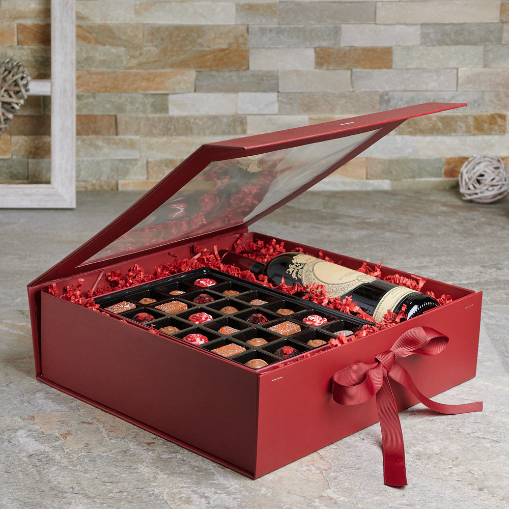 The Lovers’ Wine & Chocolate Gift Set, Valentine's Day gifts, wine gifts, chocolate gifts