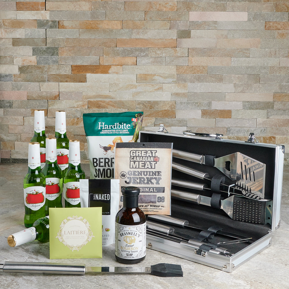 Simply Perfect BBQ Snacks &amp; Beer Gift Set, gourmet gift baskets, grill sets, beer gifts