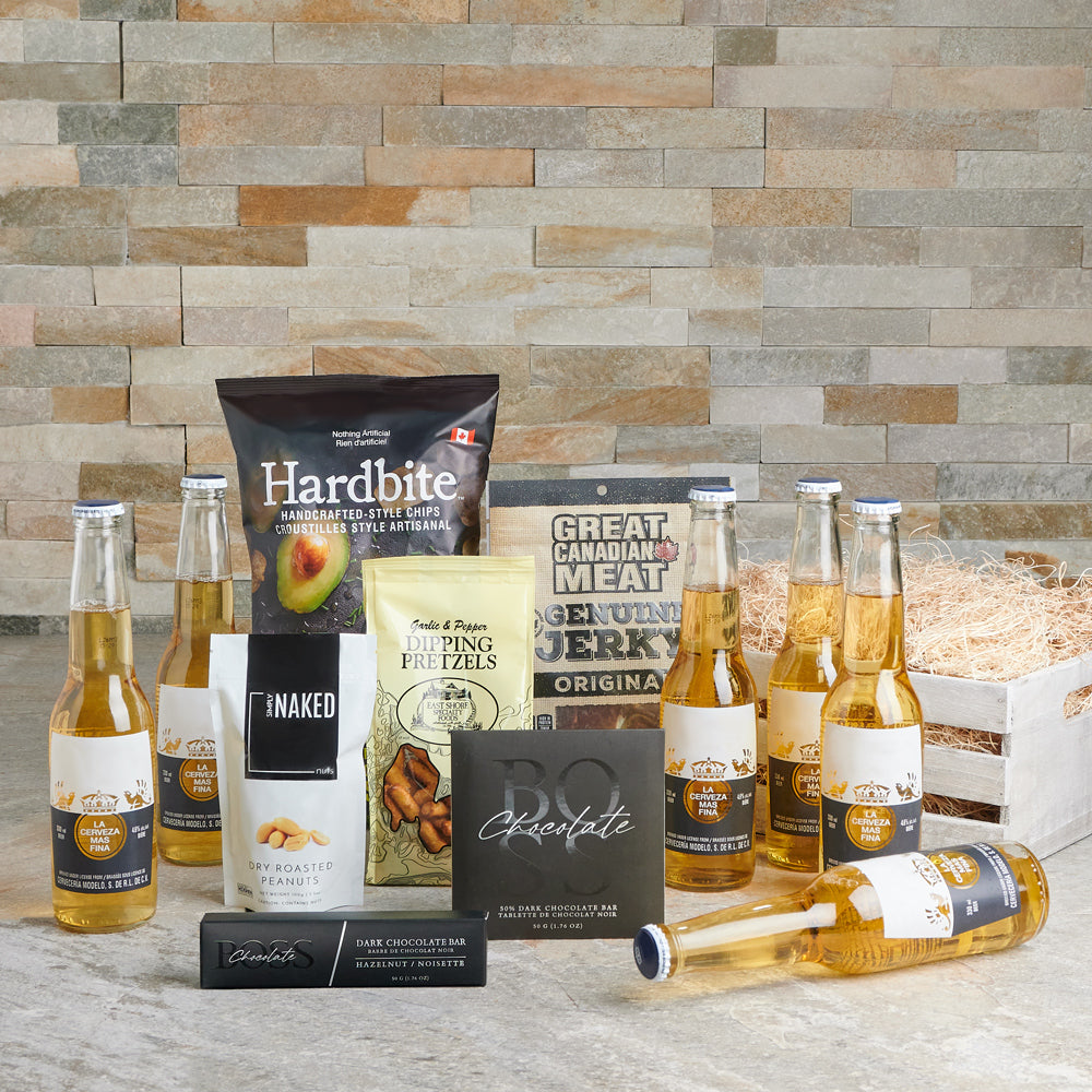 Enduring Snack &amp; Beer Gift Crate, beer gifts, gourmet gift baskets, gourmet snacks