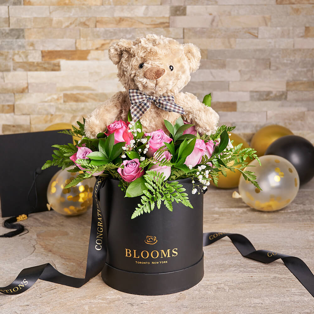 Graduate Teddy &amp; Rose Gift, graduate gift basket, graduate gift, graduate, flower gift, flowers, graduation gift, graduation