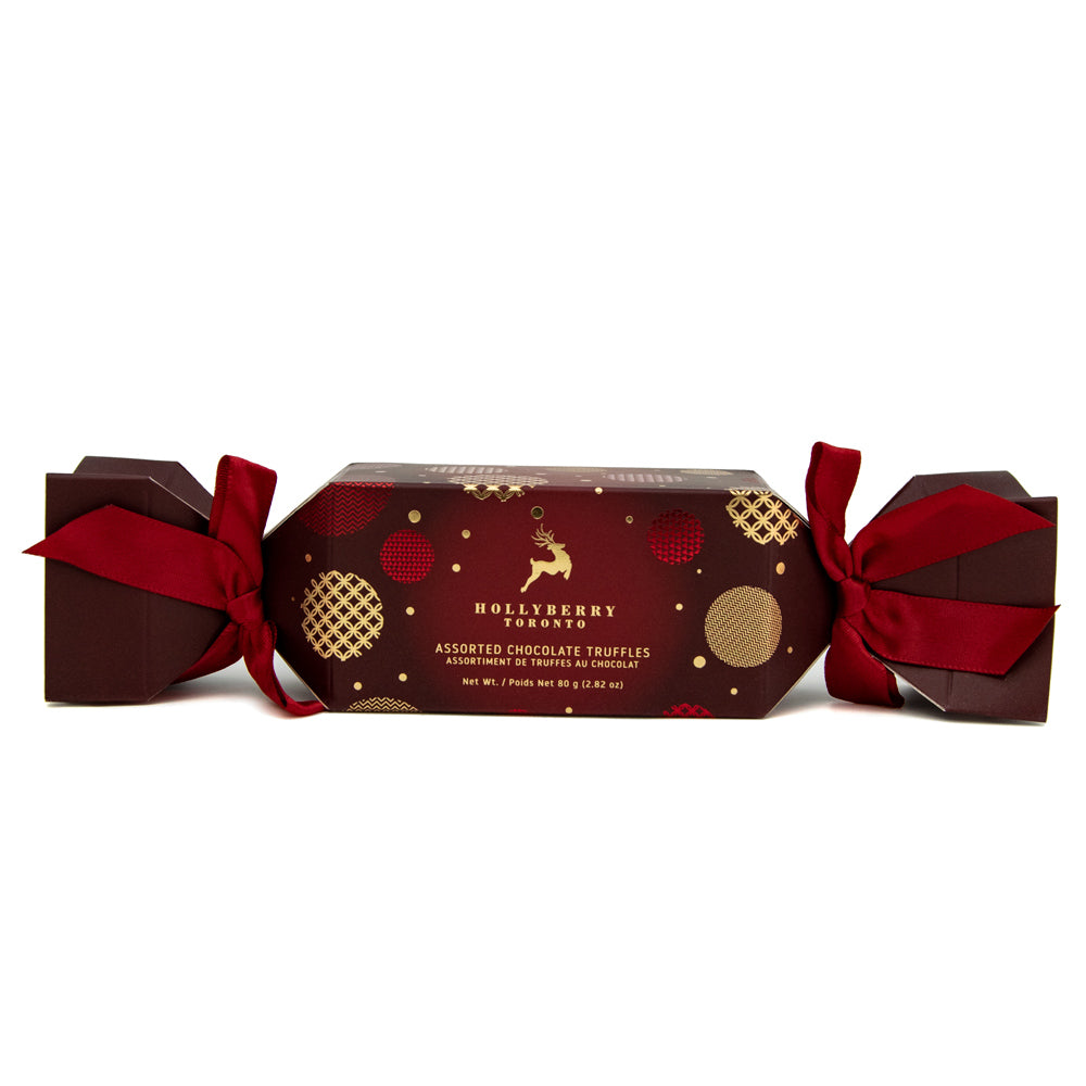 Hollyberry Chocolate Truffle Assortment with Sparkling Wine – how the gift is presented