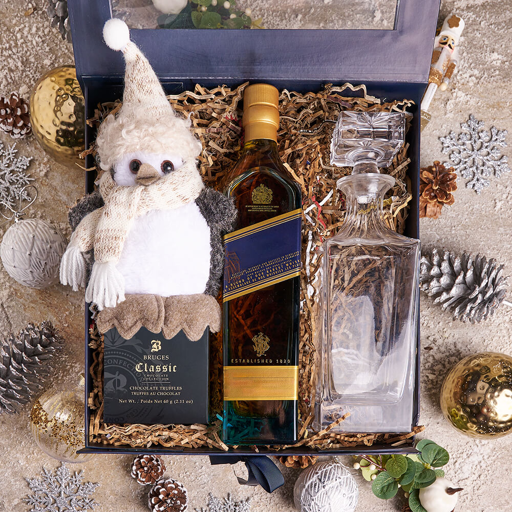 Holiday Penguin &amp; Spirits Gift Box, christmas gift, christmas, holiday gift, holiday, gourmet gift, gourmet, liquor gift, liquor