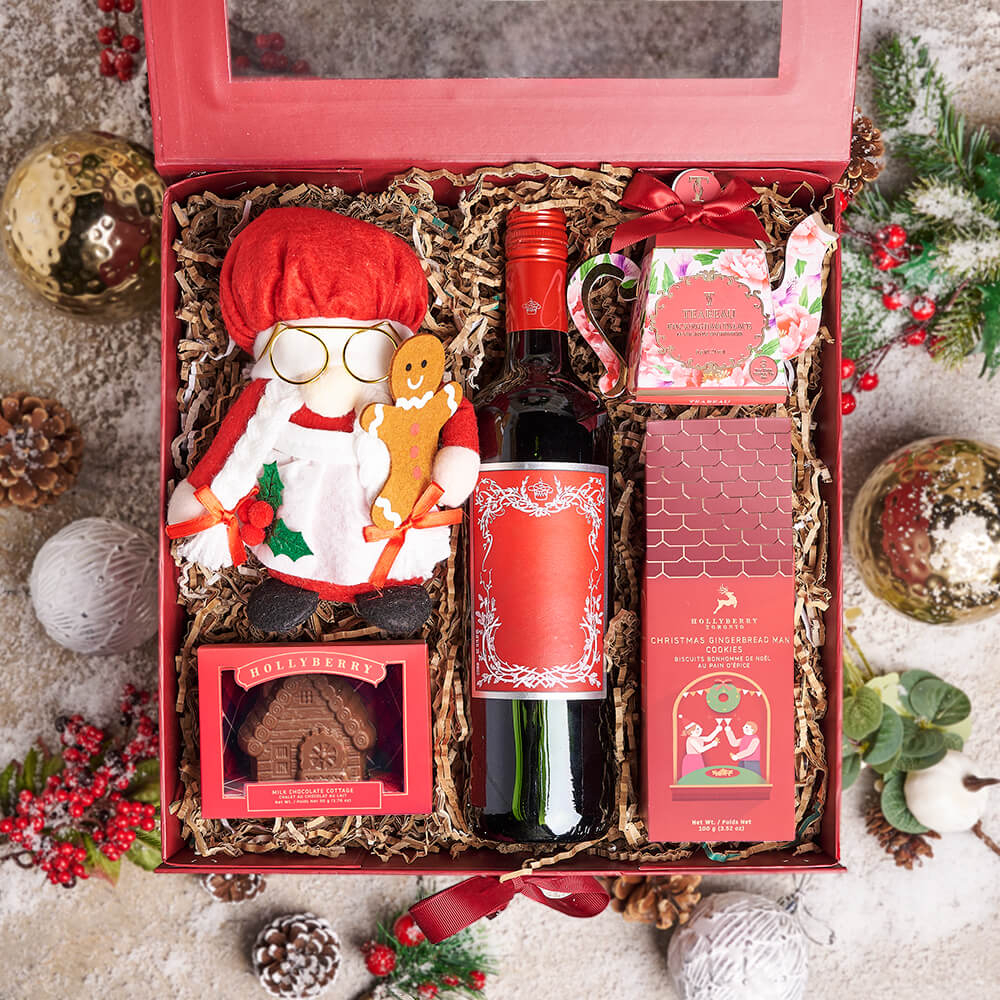 Holiday Wine &amp; Cookie Gift Box, christmas gift, christmas, holiday gift, holiday, gourmet gift, gourmet, wine gift, wine